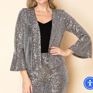 NWOT Vocal Silver Sequin Jacket size small